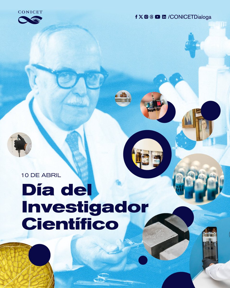 🔵El 10 de abril en Argentina se conmemora el Día del Investigador Científico en honor al nacimiento del fundador del CONICET, Bernardo Houssay. 
Farmacéutico, médico y fisiólogo, fue una de las personalidades más destacadas de la Fisiología y la Medicina en la historia de la