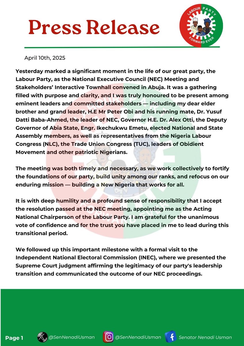 Sen. Nenadi Usman tweet media