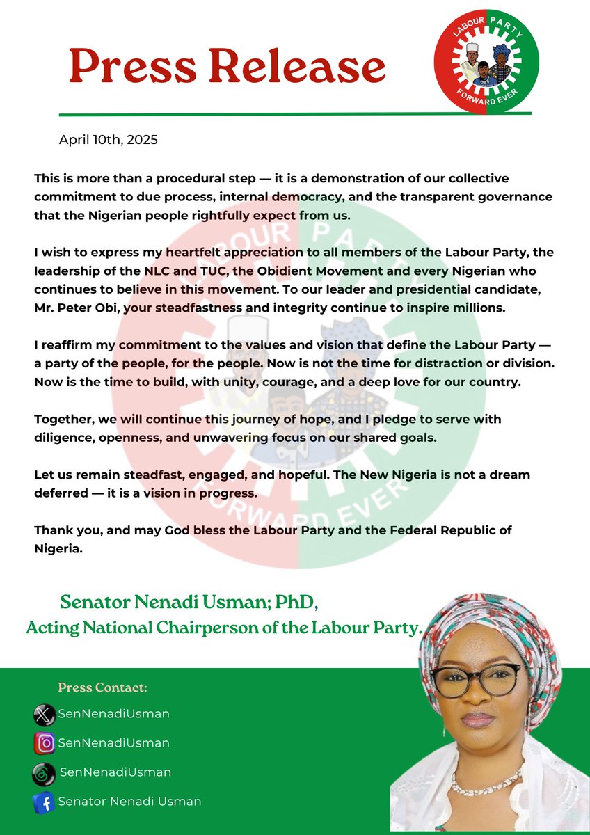 Sen. Nenadi Usman tweet media