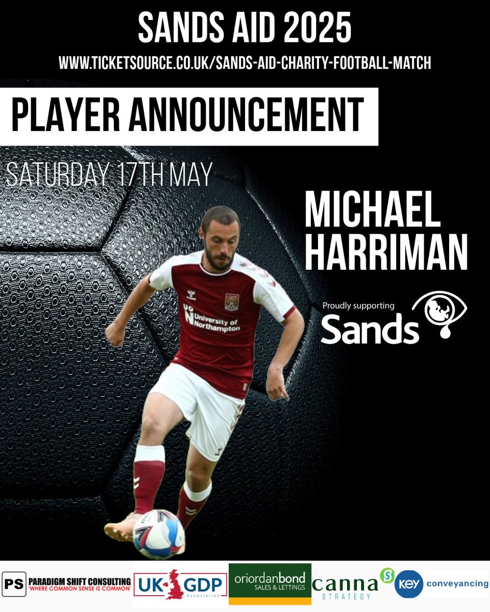 -=🍋🍋 King_Monkey 🍋🍋=- (@whitehart_lad) on Twitter photo 🚨Player Announcement🚨
I'm delighted to announce Michael Harriman will be joining the guest 11 side for Sands Aid. Michael played for <a href="/ntfc/">Northampton Town</a> making 56 appearances. Currently player manager for <a href="/AFCRD/">AFC Rushden & Diamonds</a>
Order tickets here before they sell out 👇
ticketsource.co.uk/sands-aid-char… 🚨Player Announcement🚨
I'm delighted to announce Michael Harriman will be joining the guest 11 side for Sands Aid. Michael played for <a href="/ntfc/">Northampton Town</a> making 56 appearances. Currently player manager for <a href="/AFCRD/">AFC Rushden & Diamonds</a>
Order tickets here before they sell out 👇
ticketsource.co.uk/sands-aid-char…