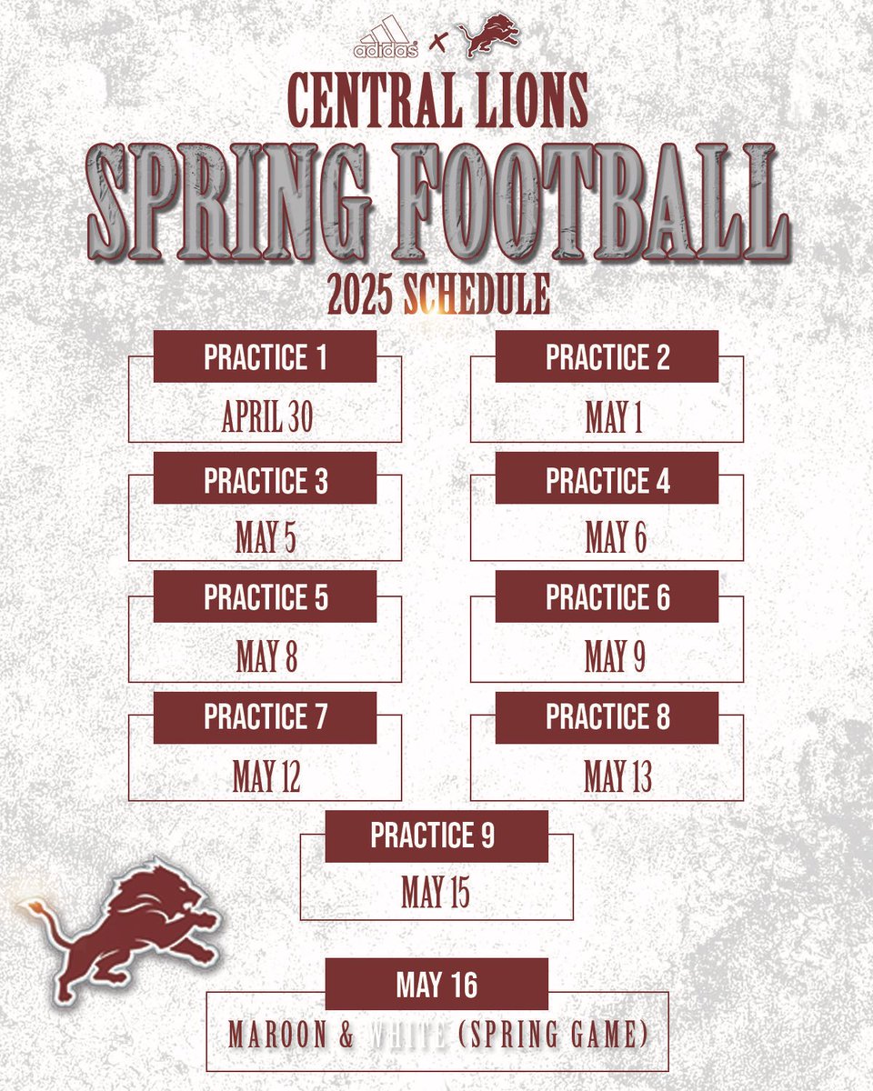 Umbrah Brown (@coachubrown) on Twitter photo 🚨Spring Practice Dates🚨
College Coaches, come see us! We have guys at every level in every class! All practice times are 4:15pm-6:15pm
📍113 Central High Rd
Carrollton, GA
<a href="/mindsetmediastd/">MiNDSET Media</a> <a href="/LIONSTRONGFB/">Central Football</a>
<a href="/GradickSports/">Gradick Sports</a> <a href="/NwGaFootball/">NwGa Football</a> 🚨Spring Practice Dates🚨
College Coaches, come see us! We have guys at every level in every class! All practice times are 4:15pm-6:15pm
📍113 Central High Rd
Carrollton, GA
<a href="/mindsetmediastd/">MiNDSET Media</a> <a href="/LIONSTRONGFB/">Central Football</a>
<a href="/GradickSports/">Gradick Sports</a> <a href="/NwGaFootball/">NwGa Football</a>