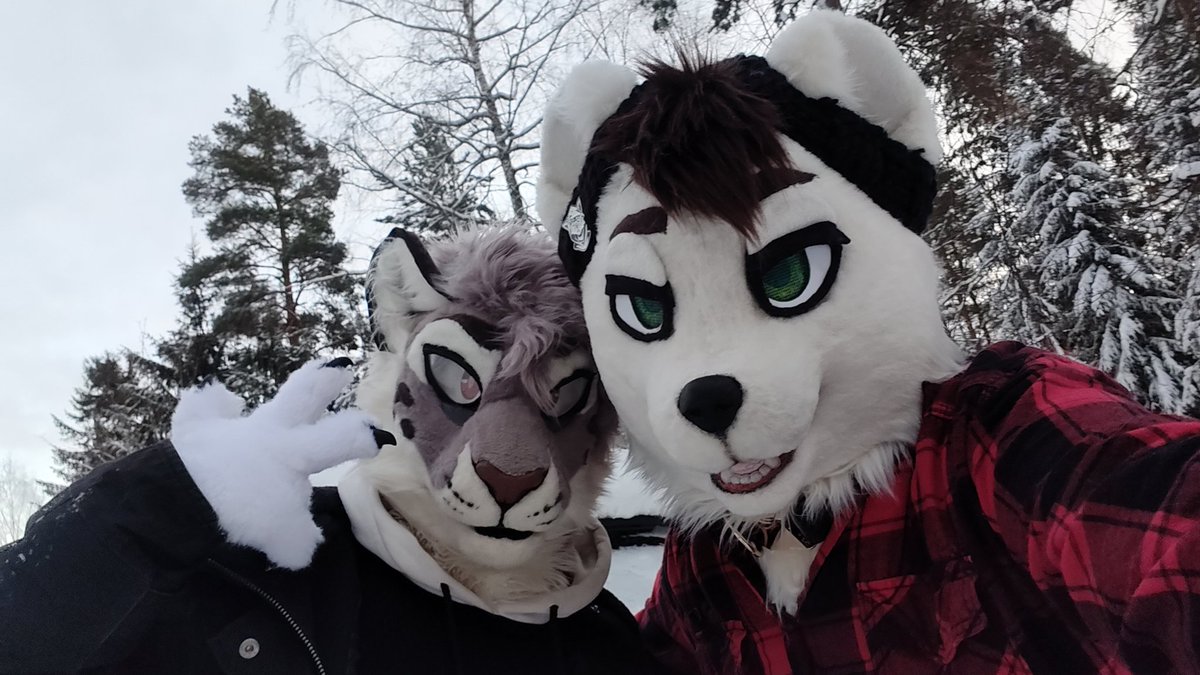 A cute photo together with lovely <a href="/PortteriStoat/">Portteri</a> ❤️ hope we get to see soon! #fursuit #furry