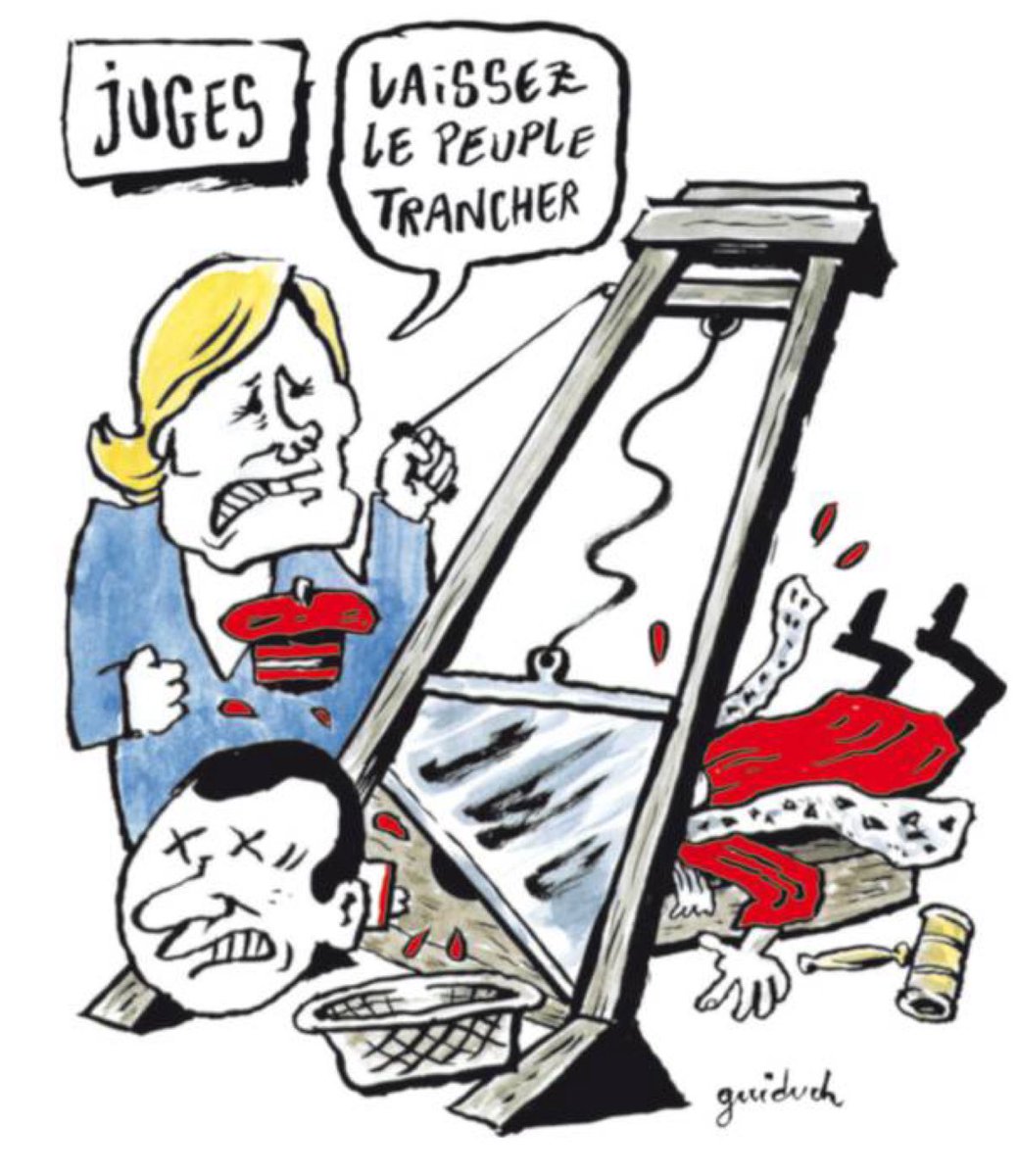 stephane49col's tweet photo. L’extrême-droite et les juges #RN #LePen 
Dessin de @gui_duch dans #CharlieHebdo https://t.co/7FGxE8QJjc