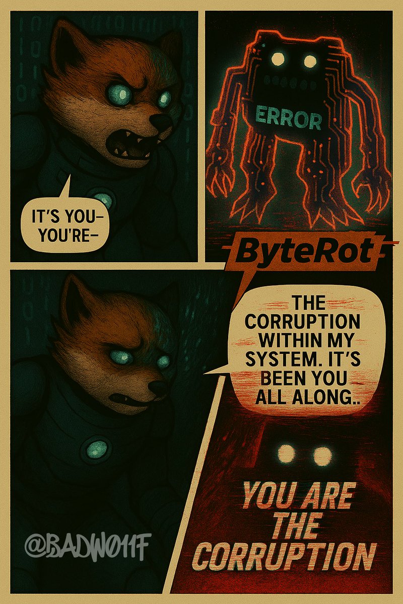 Badw011F's tweet image. How do you fight something
that was always part of you?

#HumanError #Byte #AI #Bytemanga