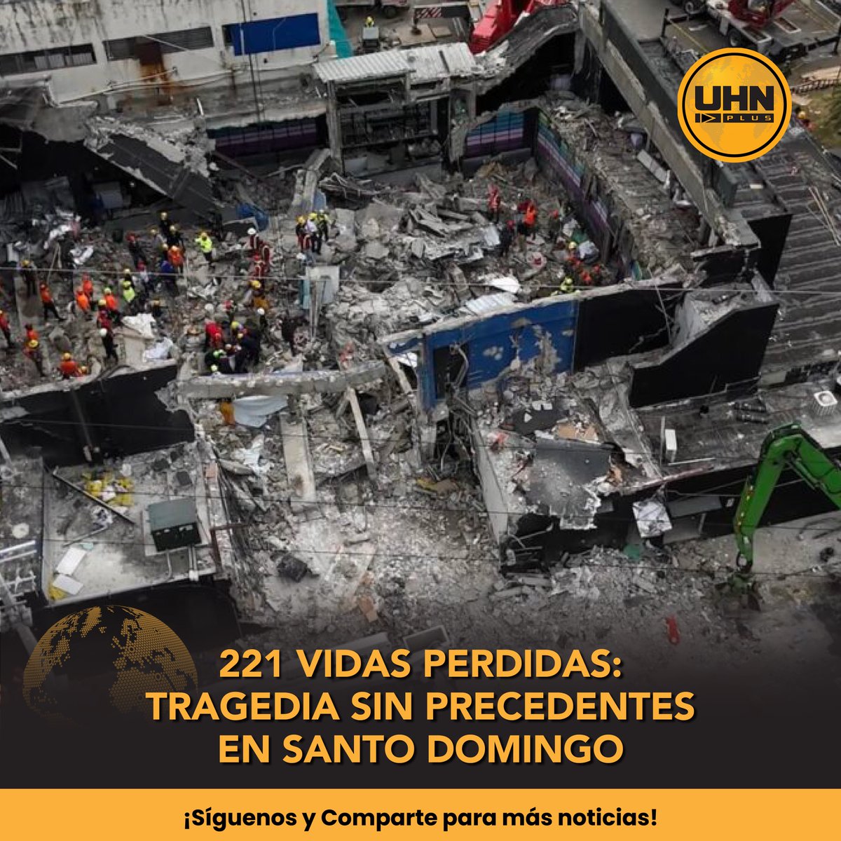 UHN_Plus's tweet photo. 🇩🇴 | ÚLTIMA HORA

Terminan las labores de rescate en la discoteca Jet Set: 221 muertos confirman una de las peores tragedias en su tipo a nivel mundial. https://t.co/yJ2nAiXUOh