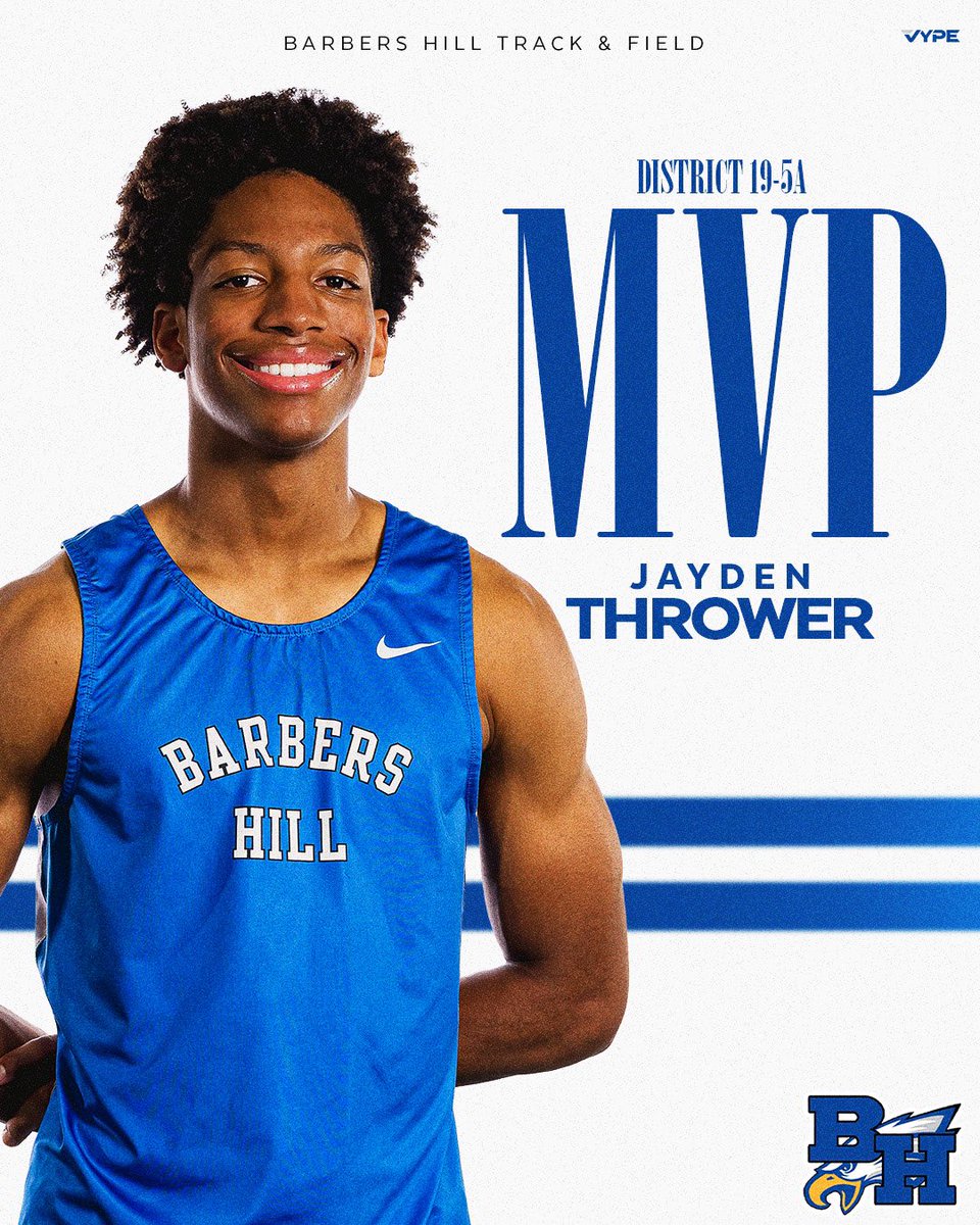 Barbers Hill 🦅 Girls Cross Country/Track & Field (@bhhseagletrack) on Twitter photo 🎉District 19-5A Track & Field Girls MVP-Ada Ingvardsen🎉
💥District 19-5A Track & Field Boys MVP-Jayden Thrower💥
<a href="/BHBoosterClub/">BH Athletic Booster</a> <a href="/BH_Athletics/">Barbers Hill Athletics</a> 🎉District 19-5A Track & Field Girls MVP-Ada Ingvardsen🎉
💥District 19-5A Track & Field Boys MVP-Jayden Thrower💥
<a href="/BHBoosterClub/">BH Athletic Booster</a> <a href="/BH_Athletics/">Barbers Hill Athletics</a>