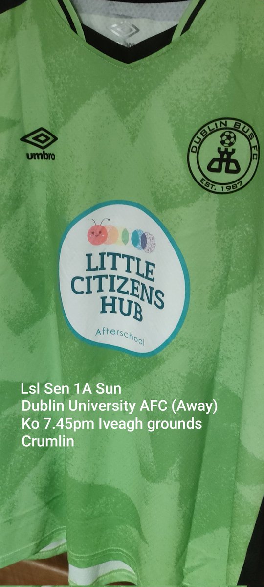We are away <a href="/D_U_A_F_C/">DUAFC</a> this evening. Ko 7.45 Iveagh grounds Crumlin <a href="/LSLLeague/">Leinster Senior League</a> Sen 1A Sun. Lovely evening for football, get down &amp; support the 🚍 Good luck boys ⚽☘️😎