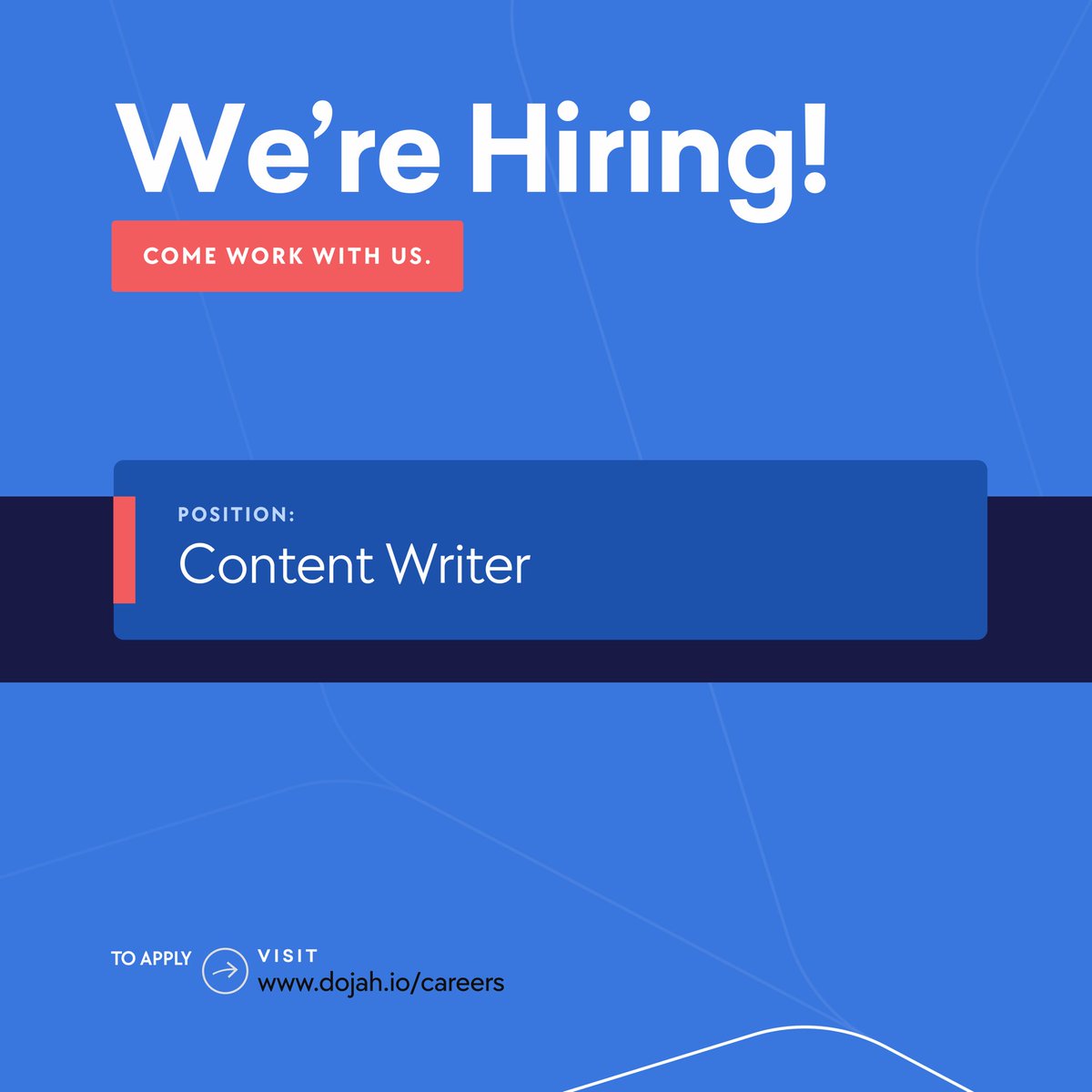 We’re hiring a content writer with B2B SaaS writing experience to join us.

If you understand how to write content that converts and connects with technical audiences, we’d love to hear from you 

Apply here: dojah.io/careers