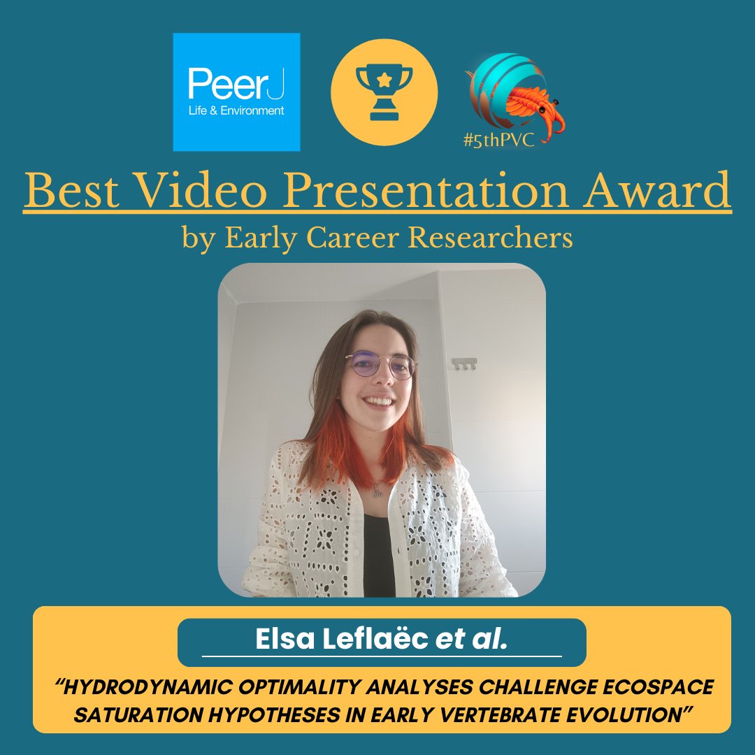 5th Palaeontological Virtual Congress (@palaeovc) on Twitter photo 🎉 Congratulations to the winners of the…
🏆 Best Video Presentation – Sponsored by <a href="/thePeerJ/">PeerJ Publishing</a>
🏅 Elsa Leflaëc et al. <a href="/e_leflaec/">elsa.leflaec</a>
“Hydrodynamic Optimality Analyses Challenge Ecospace Saturation Hypotheses in Early Vertebrate Evolution”
#5thPVC 🎉 Congratulations to the winners of the…
🏆 Best Video Presentation – Sponsored by <a href="/thePeerJ/">PeerJ Publishing</a>
🏅 Elsa Leflaëc et al. <a href="/e_leflaec/">elsa.leflaec</a>
“Hydrodynamic Optimality Analyses Challenge Ecospace Saturation Hypotheses in Early Vertebrate Evolution”
#5thPVC