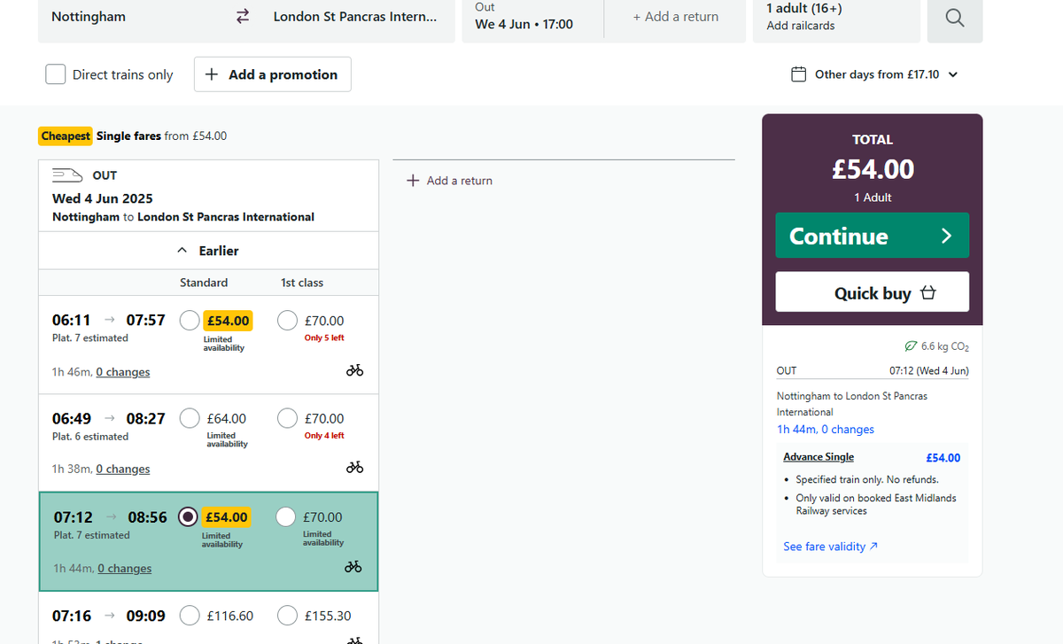 WLauberts's tweet photo. @EastMidRailway Apologies it was £44 to £54 https://t.co/rwhEcCtWLi