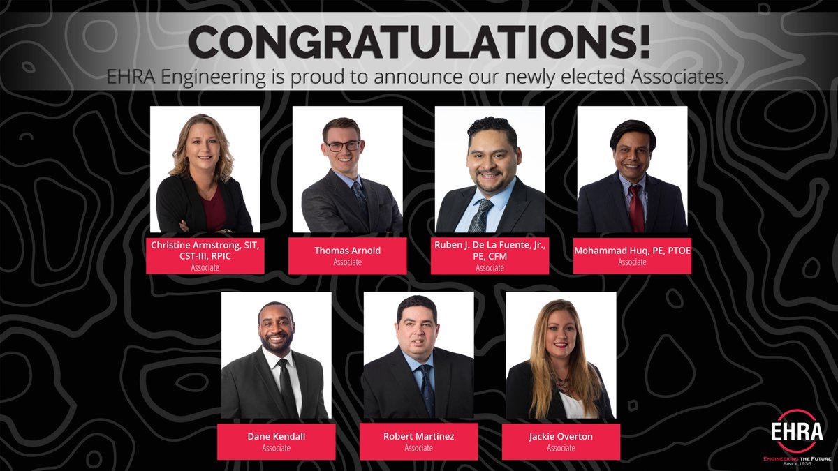 EHRAinc's tweet photo. EHRA Engineering would like to congratulate our newly elected Associates of the firm! #EHRAEngineering https://t.co/oUhY36aADW