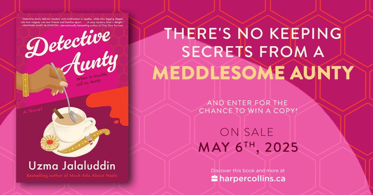 HarperCollinsCa (@harpercollinsca) on Twitter photo SNEAK PEEK & SWEEPSTAKES 🔍 On May 6th, the acclaimed Canadian author of Ayesha at Last returns with the first book in cozy new detective series! #StartReading #DetectiveAunty by <a href="/UzmaWrites/">Uzma Jalaluddin</a> and enter for a chance to win an early copy here: bit.ly/3YhWN2L SNEAK PEEK & SWEEPSTAKES 🔍 On May 6th, the acclaimed Canadian author of Ayesha at Last returns with the first book in cozy new detective series! #StartReading #DetectiveAunty by <a href="/UzmaWrites/">Uzma Jalaluddin</a> and enter for a chance to win an early copy here: bit.ly/3YhWN2L