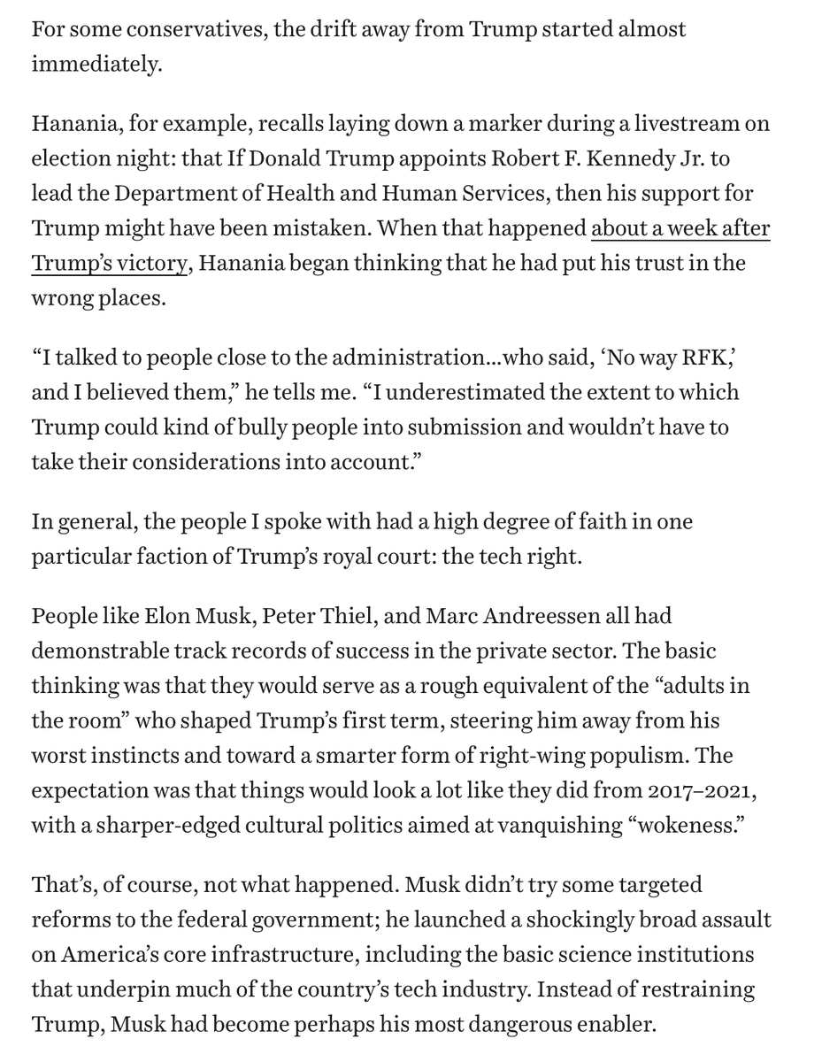 RichardHanania's tweet photo. Vox on me regretting my Trump vote. I thought that the Tech Right would be a balance to the stupidity of MAGA, but Musk is just as bad, and relatively powerless on tariffs, where he could do good. I made my case for Trump based on growth, and instead we're getting Maoism. https://t.co/x5qjcMmhZM