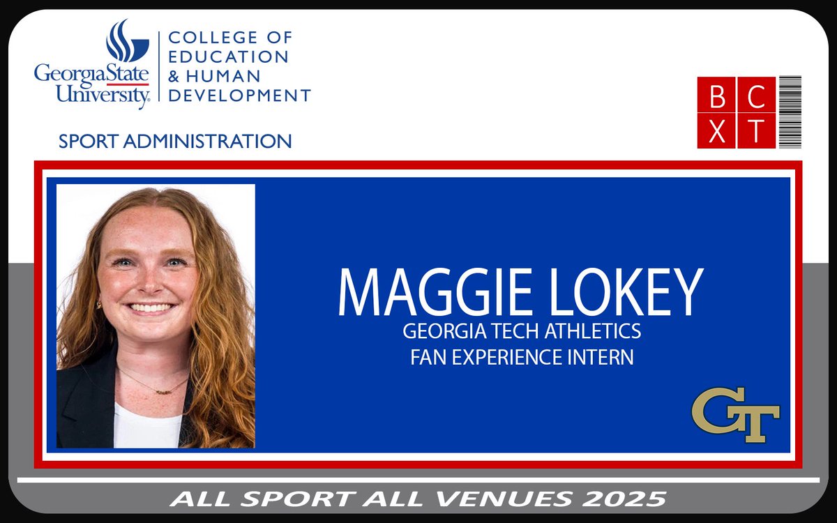 GSUSportAdmin's tweet photo. As a Marketing and Fan Experience Intern for Georgia Tech Athletics, Maggie Lokey helps with in-game activations as well as marketing and promotions for a number of different sports, including football. Here, she is on the field for a game at Mercedez-Benz Stadium! #GSUSportAdmin https://t.co/edAyk4lJqh