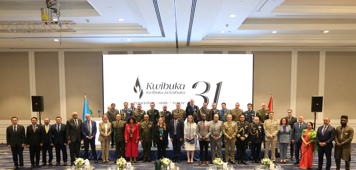 RwandaInJordan's tweet photo. This afternoon, the Embassy of Rwanda in Jordan hosted a Kwibuka 31 event to mark the 31st anniversary of the 1994 Genocide against the Tutsi. The ceremony was presided over by Col. Ephraim Ngoga and attended by H.E. Dr. Nancy Namrouqa, UN Resident Coordinator Ms. Sheri Ritsema-Anderson, and members of the diplomatic corps, the Rwandan community, and friends of Rwanda.

أقامت سفارة رواندا في الأردن اليوم فعالية لإحياء الذكرى الـ31 للإبادة الجماعية ضد التوتسي في 1994. ترأس الفعالية العقيد إفرايم نغوغا وحضرها معالي الدكتورة نانسي نمروقة، والمنسقة المقيمة للأمم المتحدة السيدة شيري ريتسيما أندرسون، وأعضاء السلك الدبلوماسي والجالية الرواندية وأصدقاء رواندا.

#Kwibuka31
#Rwanda
#genocideAgainstTutsi