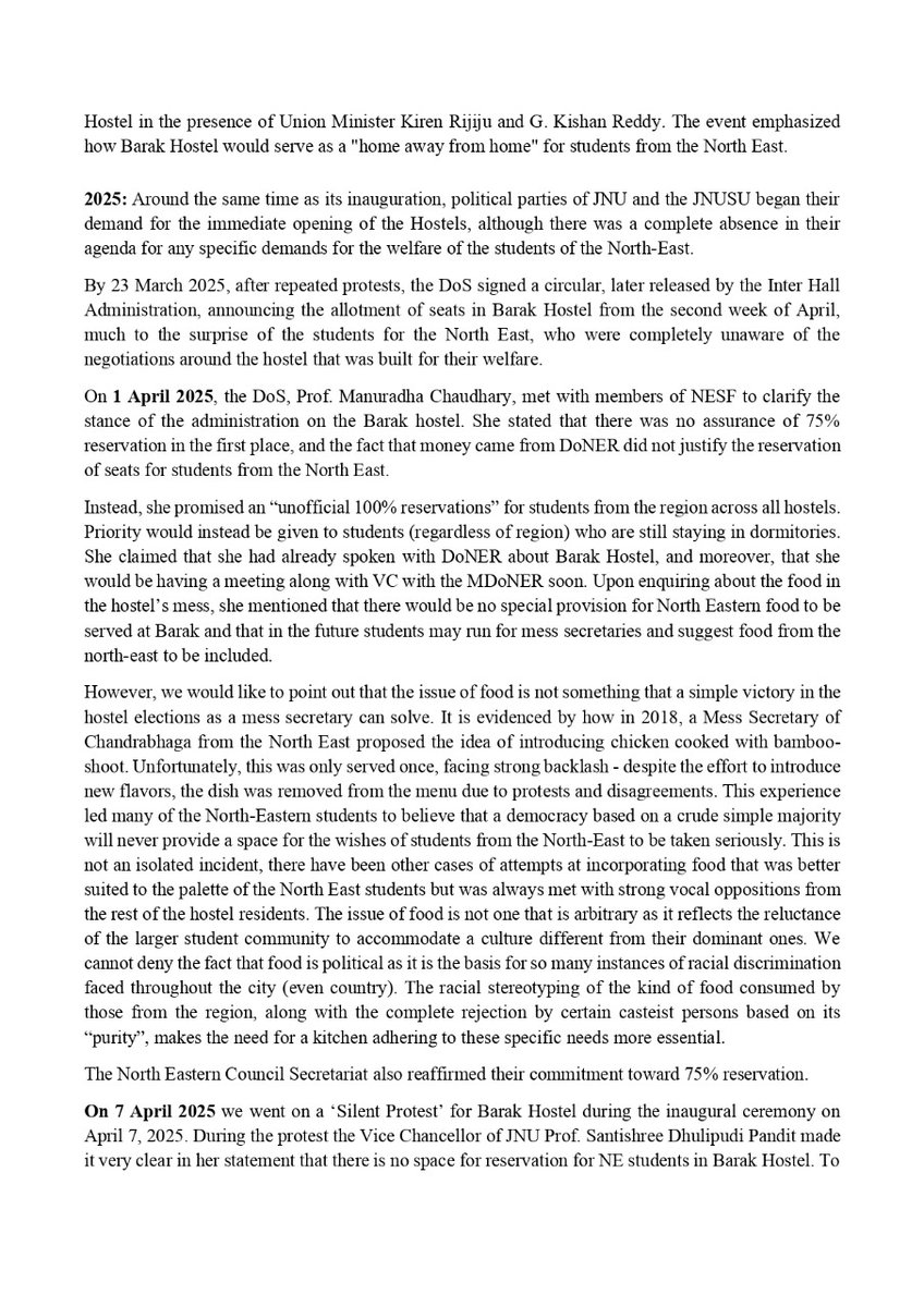 NESF_JNU's tweet photo. This is a collation of all the events that have taken place since the conceptualization of the construction of Barak Hostel till present date of the principle and reasoning behind the construction of a separate hostel for the students of the NE region with funding from the NEC. https://t.co/Y97OXINgLC