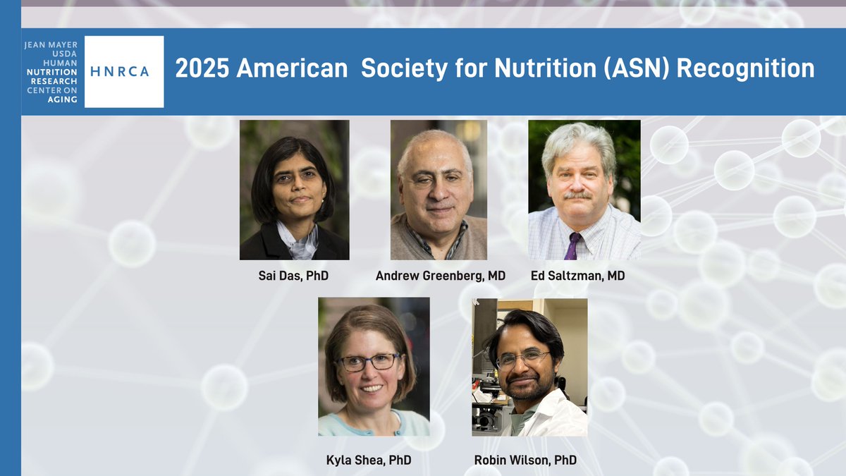 Congratulations to HNRCA at Tufts scientists Sai Das, Andrew Greenberg, Ed Saltzman, Kyla Shea, and Robin Wilson, all of whom have been recognized by <a href="/nutritionorg/">American Society for Nutrition</a> for career achievements!

brnw.ch/21wRUHU