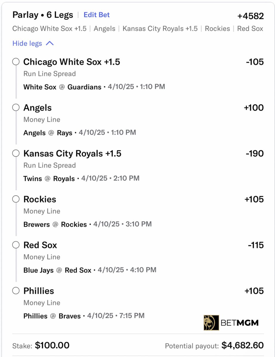 gavinmchughh's tweet photo. 6 games? 

sign me up for 6 legs. https://t.co/QX5MxQjy8l