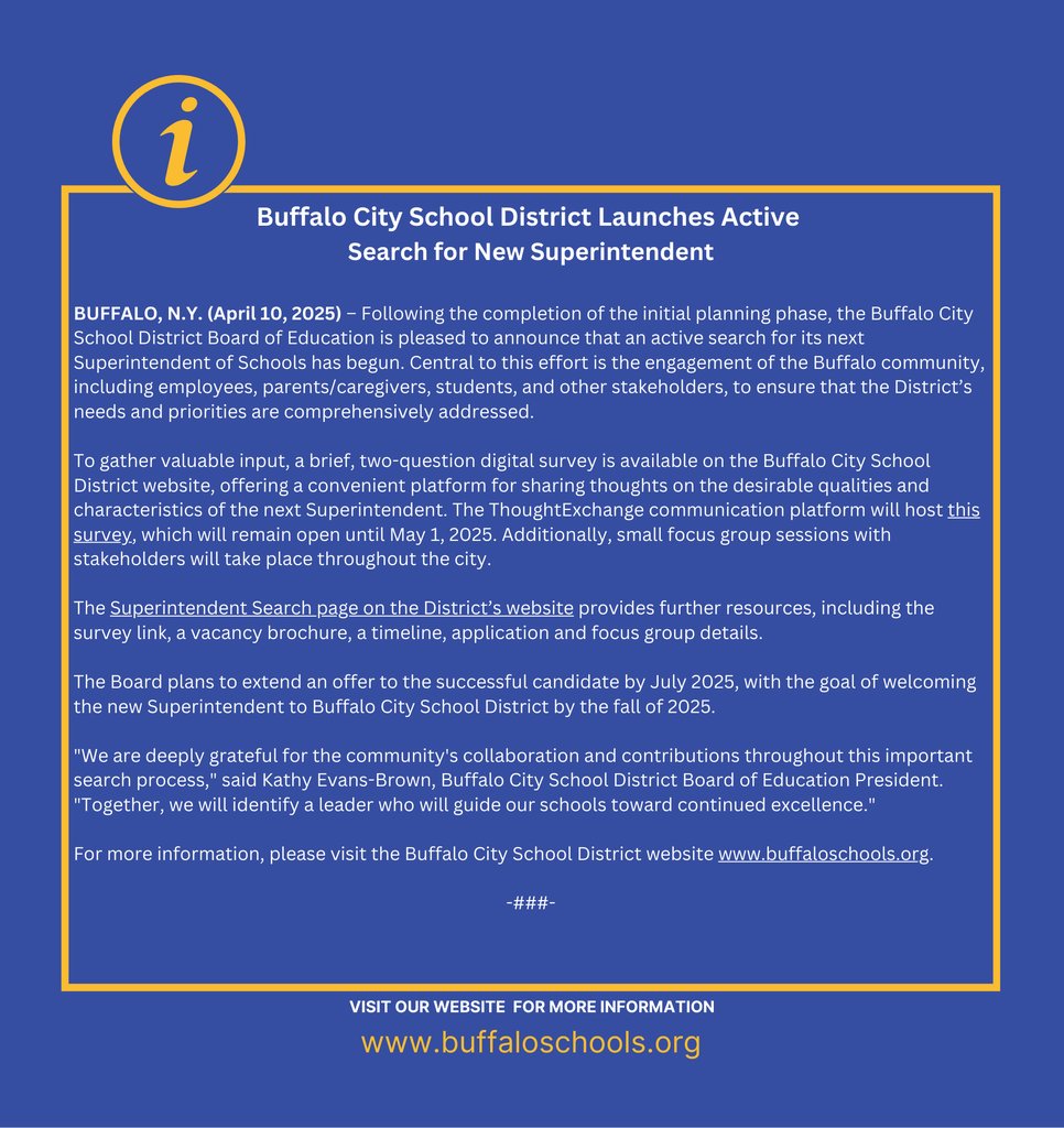 Buffalo City School District Launches Active Search for New Superintendent