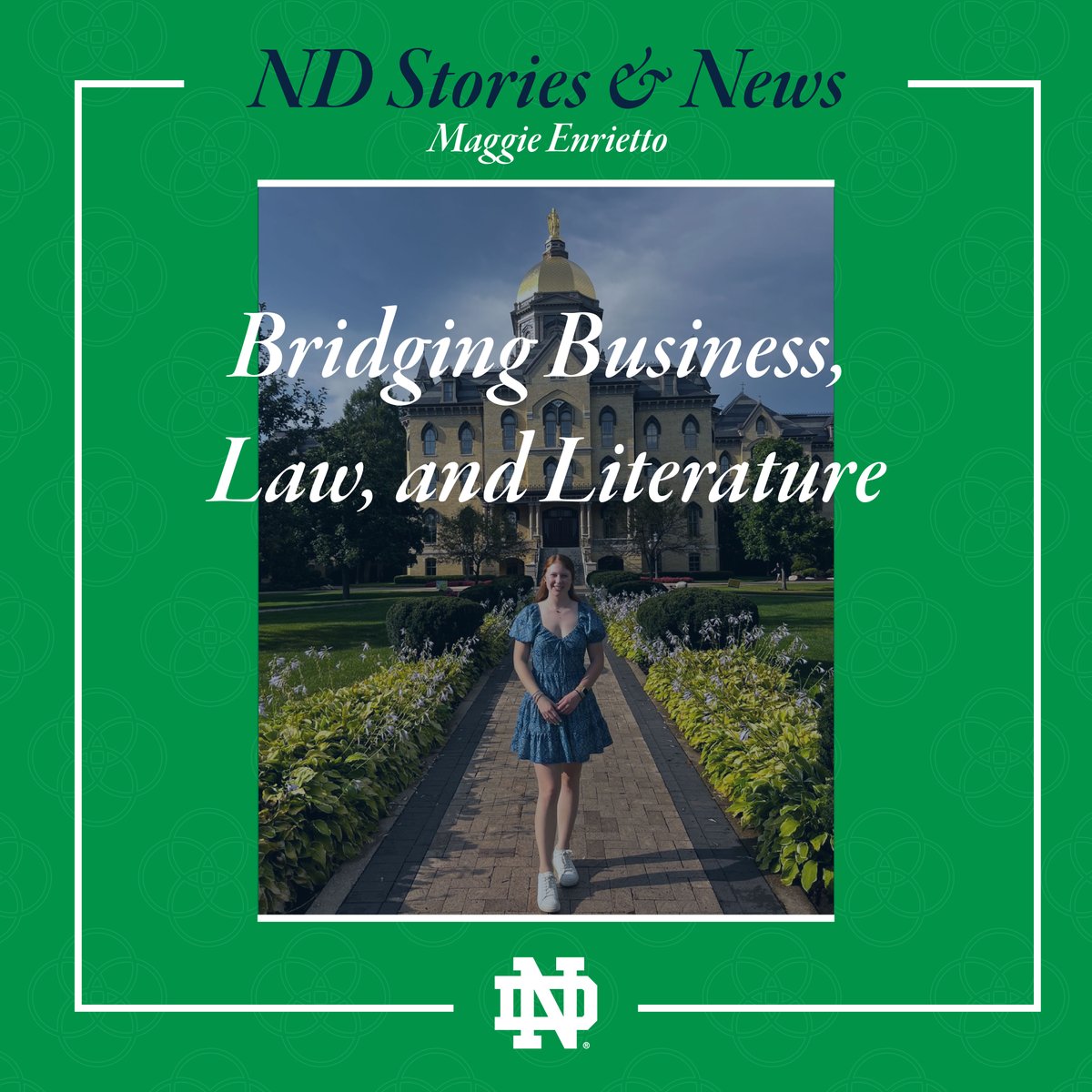 Maggie Enrietto ’25 is blending business, law, and literature in a path that’s uniquely her own. 📚💼 Discover how she's making the most of every opportunity at Notre Dame.
Read her story at the link in our Bio! #nd2029 #notredame