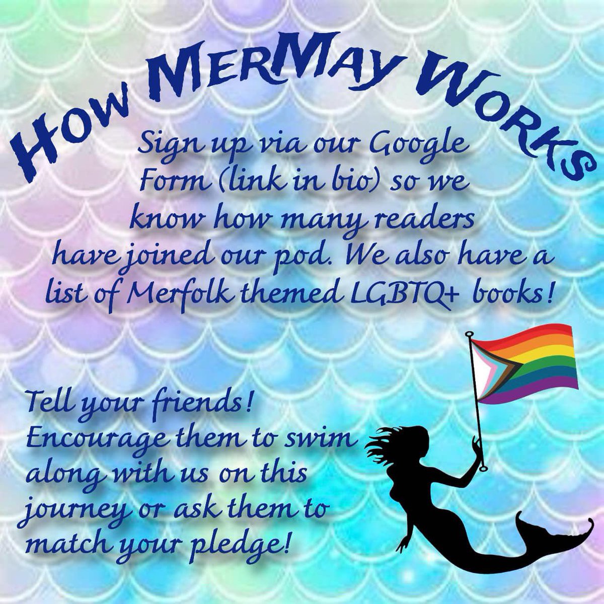 VQLibrary's tweet image. We had so much fun at @TRReadathon that we’re doing it again! …kind of.
We’re hosting a MerMay reading event where we encourage people to read LGBTQ+ books featuring merfolk/ sea creatures! Signup form and suggested reading list in our 🌲!! #MerMay #MerMay2025