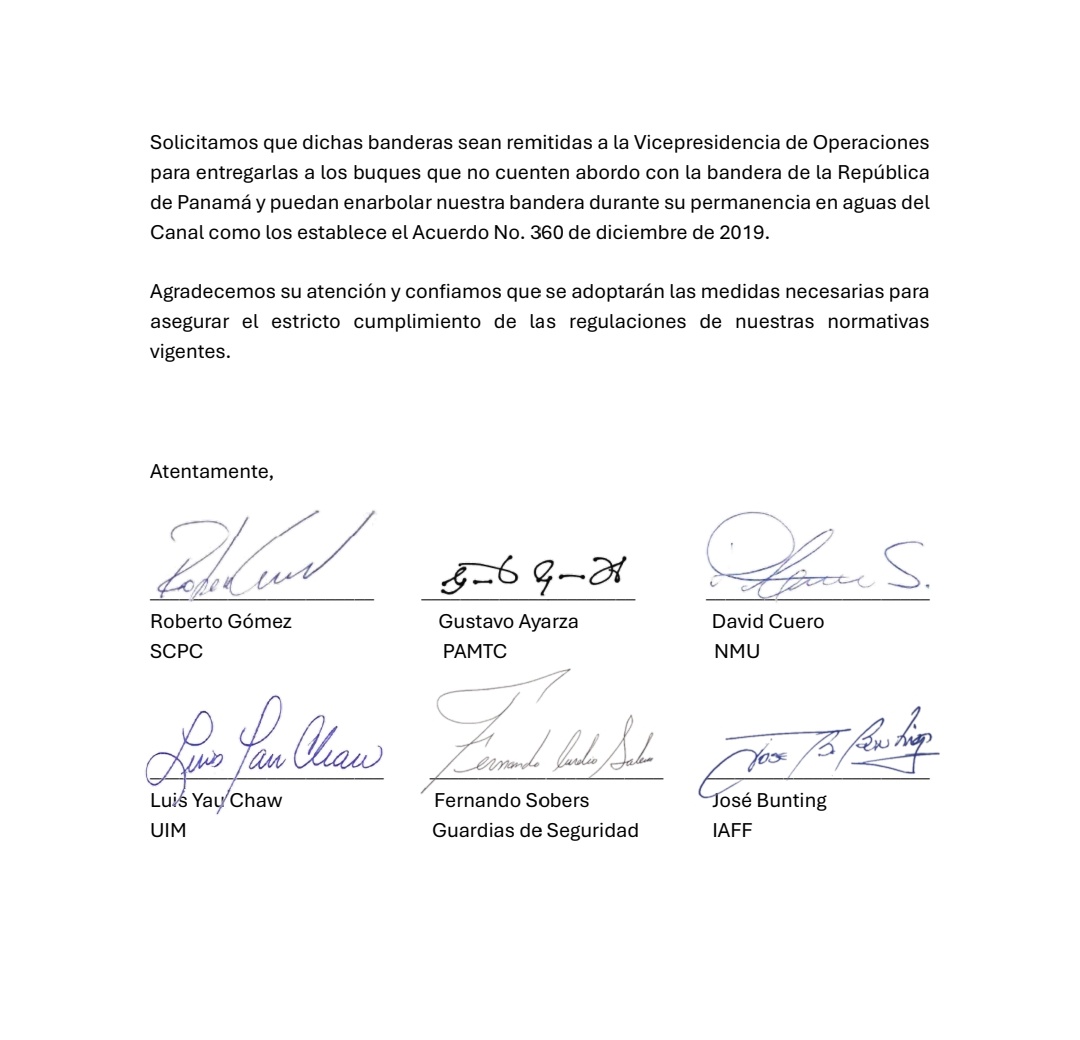 Muy delicado lo que denuncian los Sindicatos del Canal de Panamá en el comunicado adjunto. No es solo que el Gobierno de Estados Unidos se niega a reconocer expresamente la soberanía irrenunciable de Panamá sobre el Canal, sino que ahora sus navíos de guerra se niegan a enarbolar