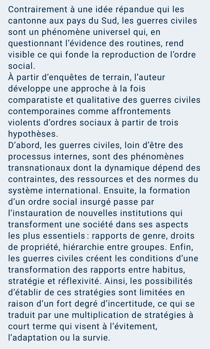 À paraître aux <a href="/CNRSEd/">CNRS Editions</a> 

« Le plus grand des maux. Sociologie des guerres civiles » par Gilles Dorronsoro :
cnrseditions.fr/catalogue/rela…
