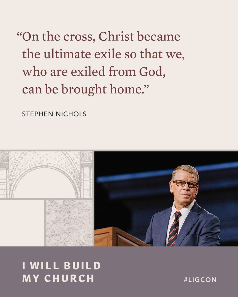 Ligonier's tweet photo. On the cross, Christ became the ultimate exile so that we, who are exiled from God, can be brought home. —@DrSteveNichols #ligcon https://t.co/8QbfvmAQeI
