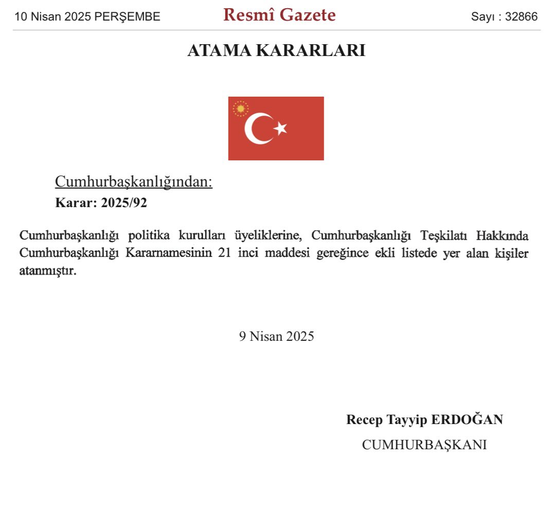 ahmetozdinc's tweet photo. 10 Nisan 2025 tarihli Resmi Gazete kararı ile Cumhurbaşkanlığı Sosyal ve Gençlik Politikaları Kurulu’na üye olarak atanmamdan dolayı beni bu göreve layık gören Sayın Cumhurbaşkanımıza şükranlarımı sunarım. Memleketimiz ve gençliğimize hizmet etmeye vesile olsun. https://t.co/vhYDcAN1lv