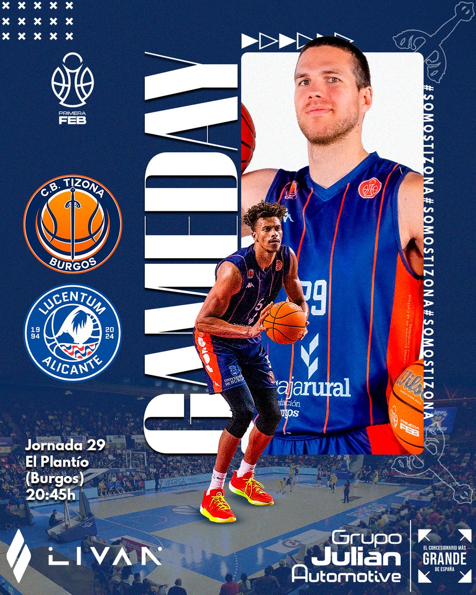 cb_tizona's tweet photo. ⚔️ 𝗚𝗔𝗠𝗘𝗗𝗔𝗬 ⚔️

Recibimos en casa a Alicante 🏀

Partido patrocinado por @GJ_Automotive 🚘

#DisfrutamosJuntos #PrimeraFEB https://t.co/g9HUk68APX