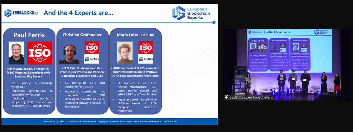 🏆Our third #Expert is Maria Luisa LLacuna, with "EUDI: Conformant &amp; EBSI compliant incentives framework to improve DGA's Data Governance Provisions"!

Join the Ceremony: seeblocks.eu/events/seebloc…