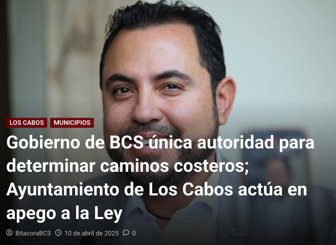 #LosCabos | El alcalde <a href="/ChrisAgundezg/">Christian Agundez</a> señaló que el <a href="/GobBCS/">Gobierno de BCS</a> es único facultado para determinar estatus de caminos costeros y que el Ayuntamiento de Los Cabos actúa apegado a derecho. 
bitacorabcs.mx/archivos/37331