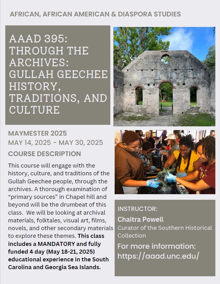 AAAD is honored to announce an exciting opportunity for students to immerse themselves in the study of African American culture while earning degree credit. For more information, please see the flyer below &amp; visit our website (aaad@unc.edu). Enroll now! <a href="/unccollege/">UNC College of Arts and Sciences</a> @ChaitraPeezy