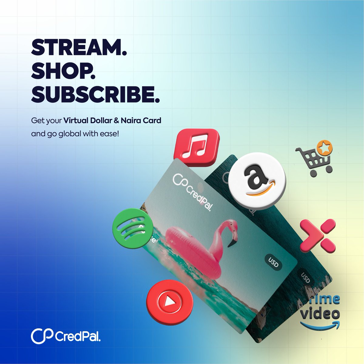 CredPal's tweet image. No restrictions, no limits, just vibes and smooth transactions! Shop online, pay for your Netflix, Spotify, or Apple Music subscription, and enjoy cross-border payments with CredPal’s Virtual Cards. Ready to go global? 

#GlobalPayments #SpendAnywhere #virtualcard #dollarcards…