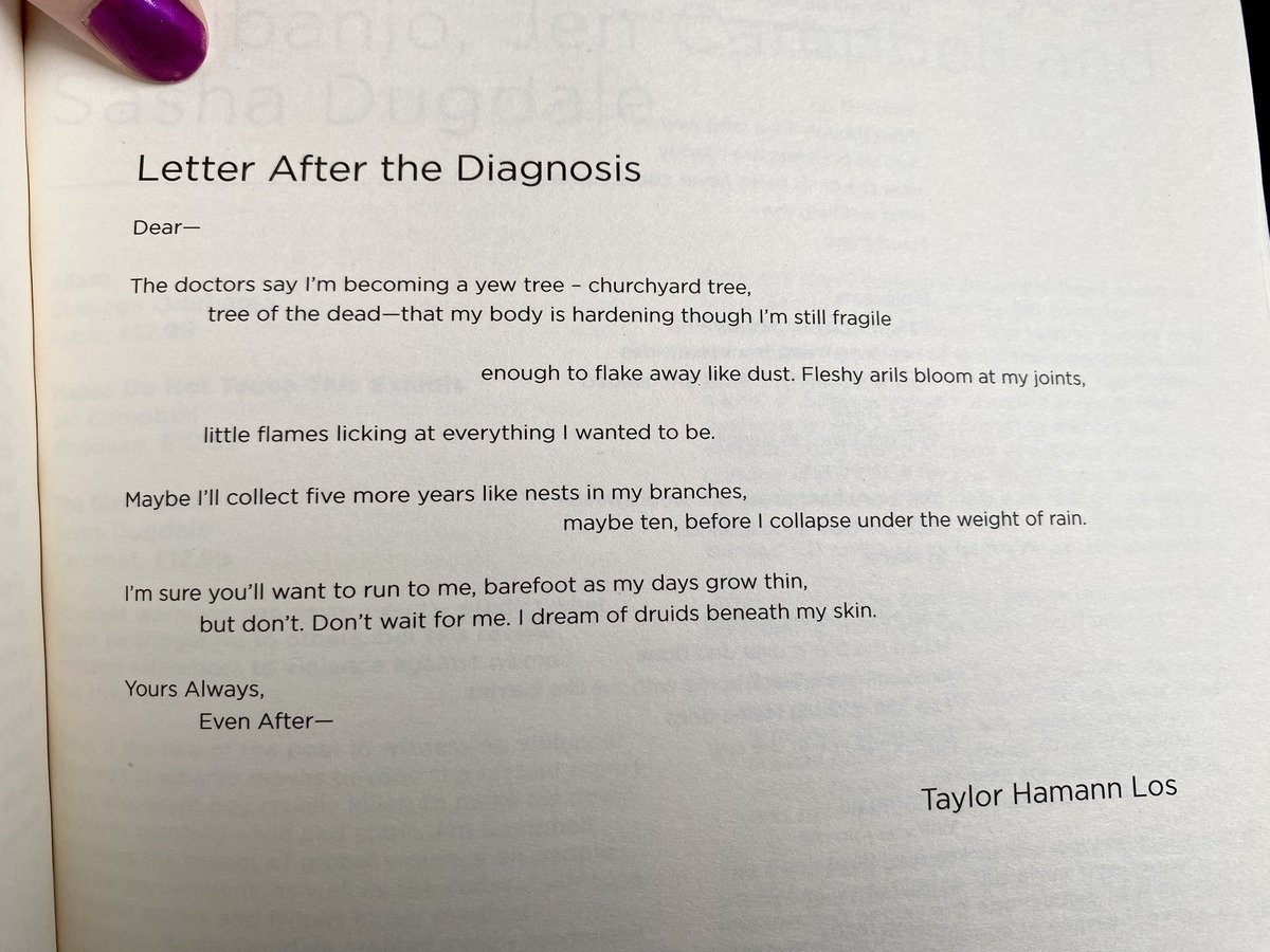 Taylor Hamann Los (@taylorhamannlos) on Twitter photo Received my copy of <a href="/magmapoetry/">Magma Poetry</a> in the mail this morning. Here’s my poem, “Letter After the Diagnosis.” Excited to finally share this one! Received my copy of <a href="/magmapoetry/">Magma Poetry</a> in the mail this morning. Here’s my poem, “Letter After the Diagnosis.” Excited to finally share this one!