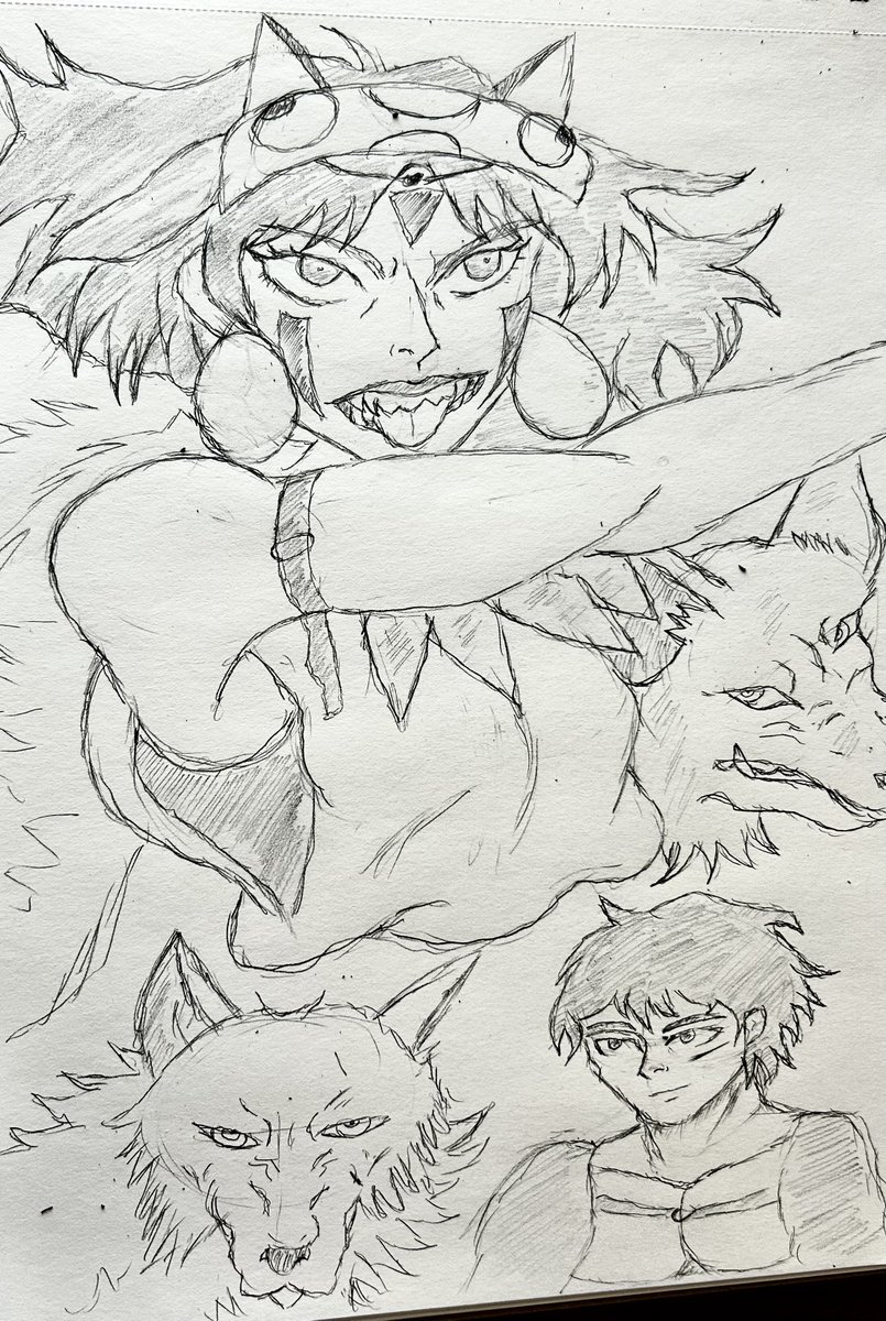 JMMartist's tweet photo. "Life is suffering. It is hard. The world is cursed. But still, you find reasons to keep living!" yesterday I sketched of Princess Mononoke, Ashitaka, & Moro. 🐺🦌 🏹🌲🐗 still dealing with technical issues for a while, in the mean time have been creating a lot! #princessmonoke https://t.co/p1SoJMdsXS