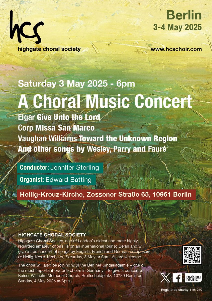 Very excited to announce our forthcoming concert in Berlin, part of a choral tour to the city! 🇩🇪🎵⛪️