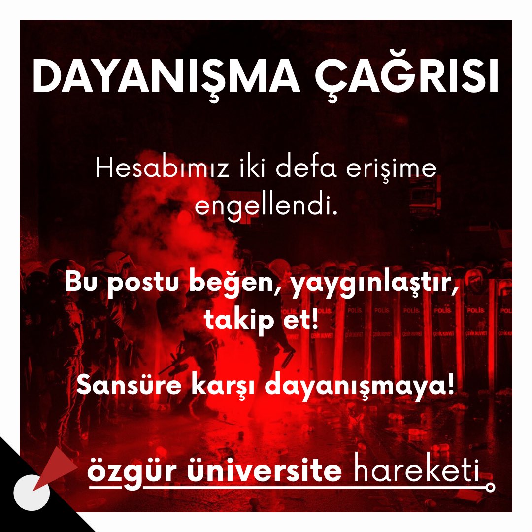 🔻 Bu postu beğen, yaygınlaştır, takip et!

🔴 Sansüre karşı dayanışmaya!