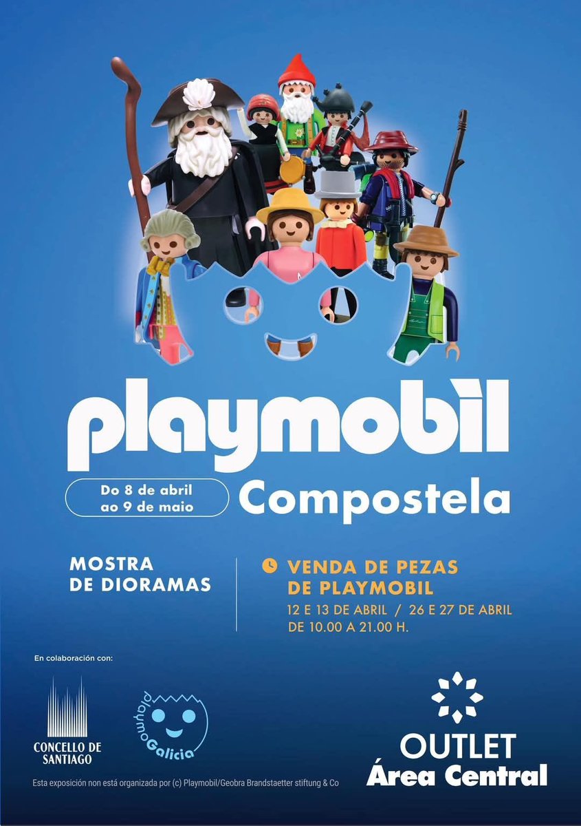 ToySSpain's tweet photo. Playmobil Compostela Playmogalicia @playmogalicia 
12-13 de Abril de 10:00 a 21:00
Muestra de dioramas
Entrada gratuita
Centro Comercial Área Central en Santiago de Compostela
Link con la dirección
https://t.co/ZDTt56AB2Z

Información de la exposición
https://t.co/P3K6tTAqpA https://t.co/s1DRsSdY8E