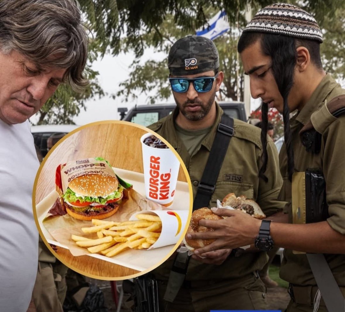 Burger King, işgalci İsrail militanlara toplam değeri 128 bin dolar olan yemek kuponu dağıtacağını duyurdu.

Burger King ve İşgalci militanları destekleyen firmaları ölümüne Boykot ediyoruz !

#BoykottaHayatVardır