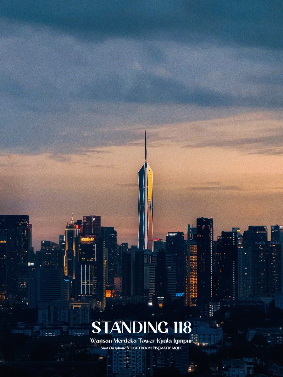 naivefhn's tweet photo. Menara 118 during sunset 🌅🔥

  Shot on Iphone https://t.co/JkWnidl9aA