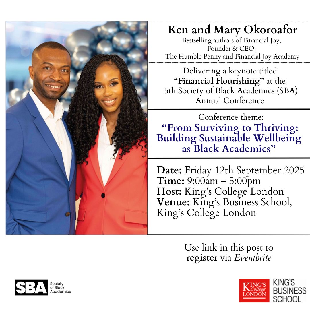 We are delighted to announce that Ken Okoroafor and Mary Okoroafor, Founder and CEO of The Humble Penny will be speaking at our 5th Annual Conference hosted by King's Business School, King's College London. 

Link to register: linkedin.com/feed/update/ur…