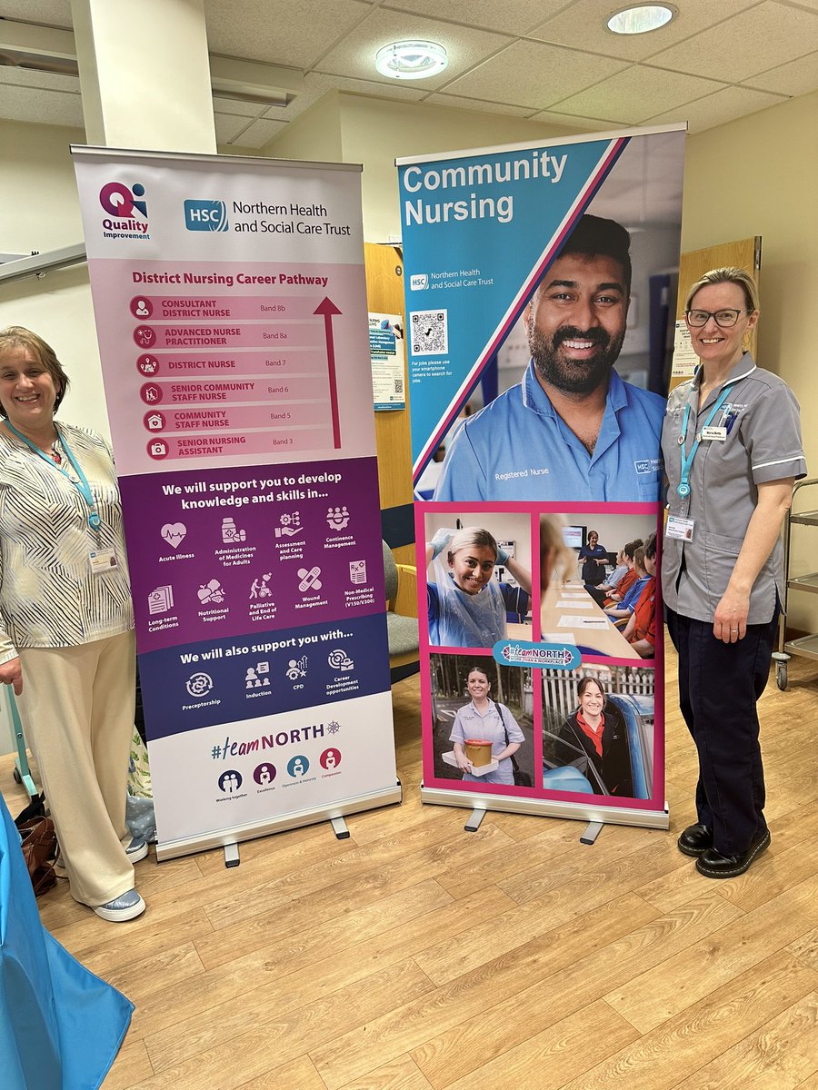 Great to represent district nursing at the <a href="/NHSCTrust/">Northern Trust</a> band 2, 3 &amp; 5 at Causeway hospital. Lots of positive interest from students wanting to work in community <a href="/MargaretDiamo10/">💎Margaret Diamond RN DN QN</a> <a href="/Orr1Marion/">Marion Orr, RN, DN, QN,</a> <a href="/campbell_s65064/">Sadie Campbell</a> <a href="/ashleyramsay50/">Ashley RN DN QN</a>