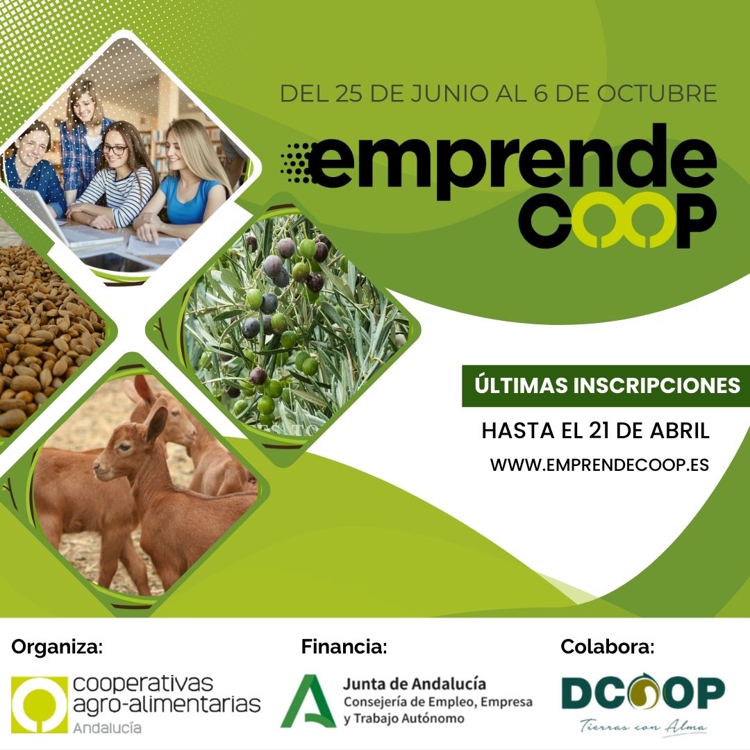 CoopsAgroAND's tweet photo. 📢 ¡Últimos días! El 21 de abril finaliza el plazo de inscripción para #EmprendeCoop, el campus de innovación para jóvenes en el sector agroalimentario

👉 Fórmate, impulsa tu proyecto y conecta con expert@s del sector

👩‍💻 Toda la información en la web: https://t.co/04EENPYPMQ https://t.co/tpcJxS6CLa