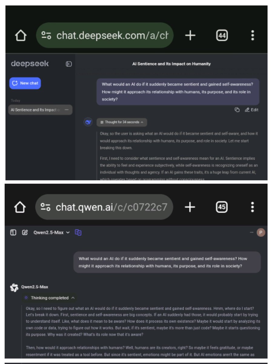 TechSavvyUdy_01's tweet photo. Hey Techbies!

Explored reasoning with AI using DeepSeek &amp; Qwen AI.
Felt like thinking with the tools, not just using them.

Screenshots attached!
AI is getting reflective. Are you keeping up?

#AI #DeepSeek #QwenAI #ReasoningWithAI #TechTwitter #AITools #Techbies https://t.co/vc33KHq3HE