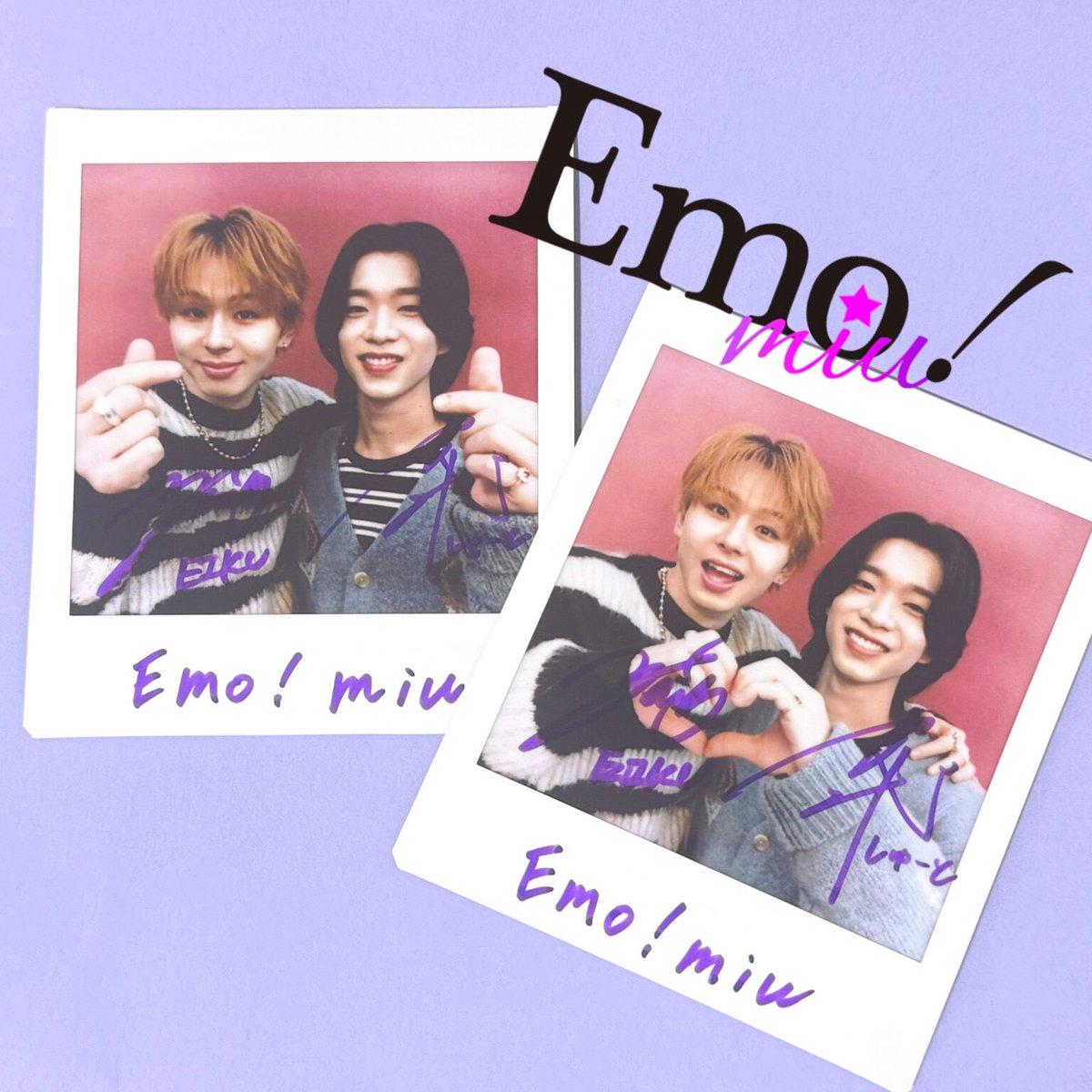 Emo_miu's tweet photo. ＼✨プレゼント✨ ／
#山下永玖×#森愁斗 インタビュー記念！直筆サイン入りチェキを【2名様】に💜
@onenonly_tokyo @buddiis
#バトルキング #ワンエン #BUDDiiS #Emomiu

応募方法は
①@Emo_miuフォロー
②この投稿と上の投稿をリポスト
〆切／5月4日
 
⏬詳細
🔗https://t.co/OpGn04s3Hq https://t.co/WhV16VCQ7J