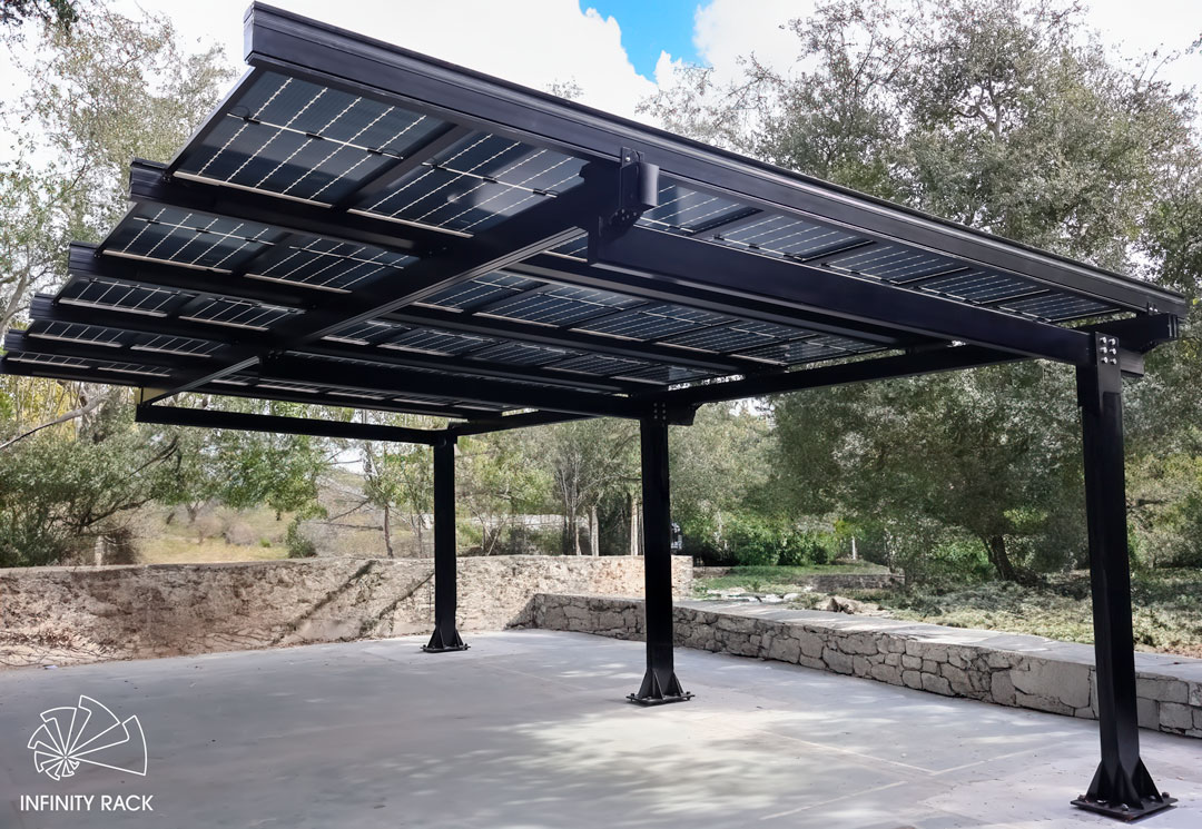 InfinityRack's tweet photo. 🔥 Cantilever Carport unleashed! One post, zero leaks, 195 mph grit—shade your home or biz with swagger. Wired smart, USA-made. Who’s parking under this beast? ⚡ #SolarSlick #InfinityRack https://t.co/aW8hAD90px