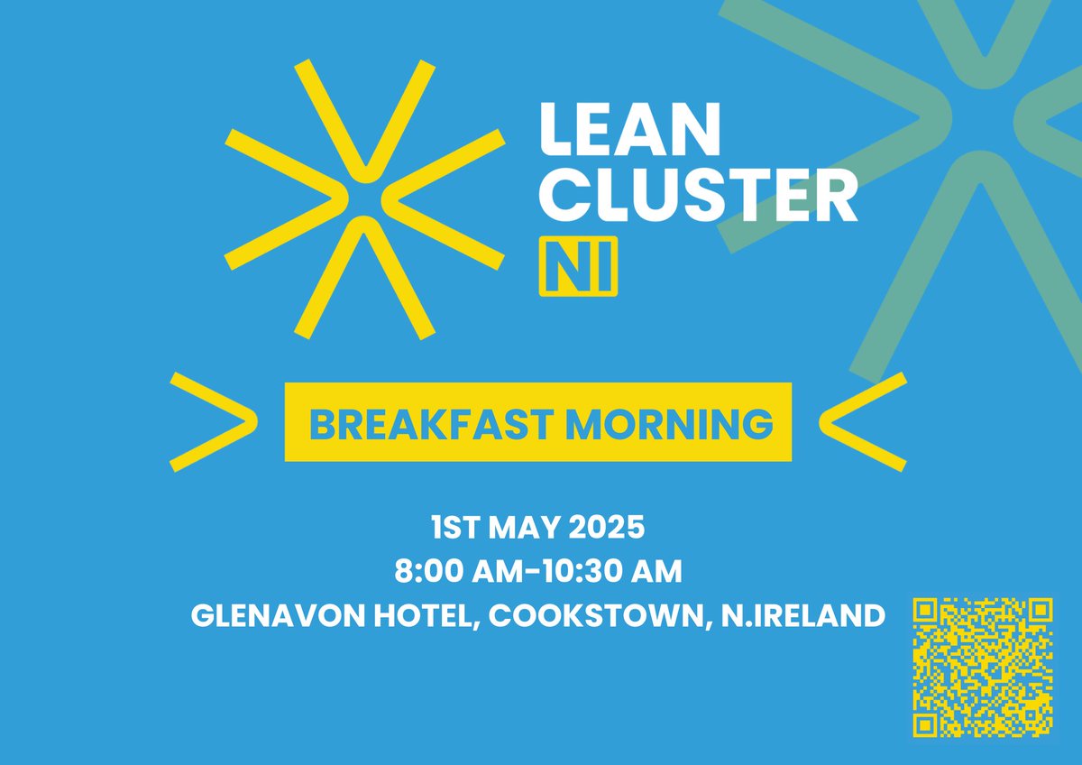 You are invited to the Lean Cluster NI Launch! 
Where: Glenavon Hotel, Cookstown
When: 1st May 2025, 8:30am - 10:30am
Why: come along and find out more about what exactly Lean Cluster NI is.

Registration link: 
👉 Lean Cluster NI Launch Tickets

 info@leanclusterni.com for more