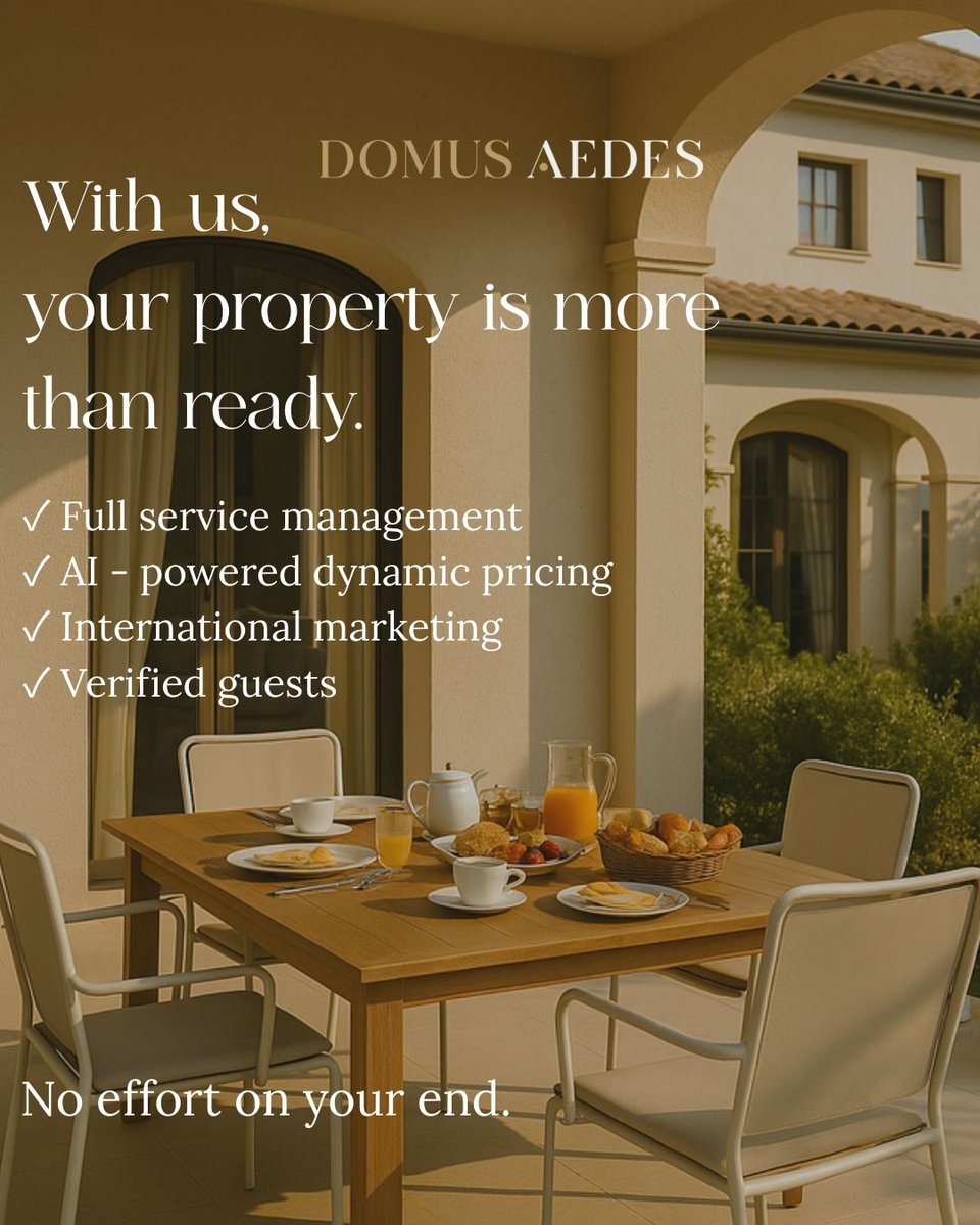 DomusAedes's tweet photo. Spain is set to break tourism records in 2025
But not every property is ready to benefit.

At Domus Aedes, we turn your property into a luxury brand—ready for premium bookings.

🔍 Request your free property analysis and discover your true monthly potential. https://t.co/Ma1tUCBZxC