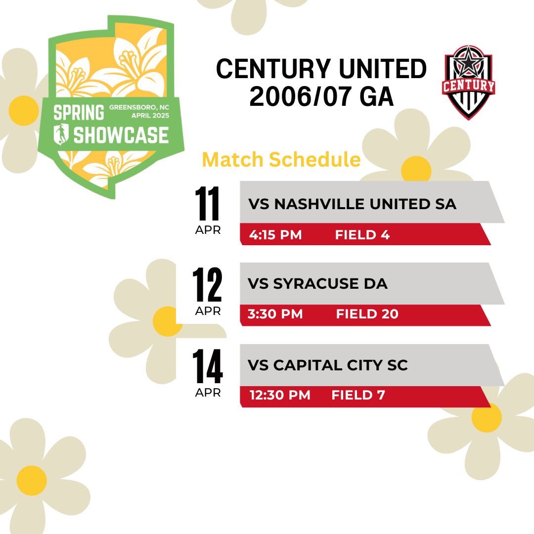 Our Girls Academy teams are kicking off today at the GA Spring Showcase in Greensboro, NC. Wishing the best of luck to our 2009, 2008 &amp; 06/07 teams!

#RepCentury